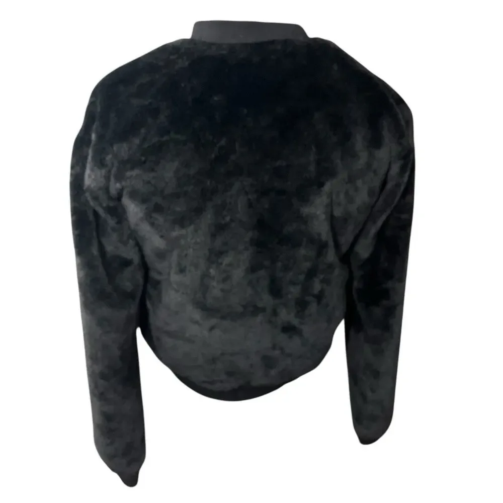 Girls Wonder Nation Faux Fur Jacket Black 2XL 18 Women’s Small Whimsygoth